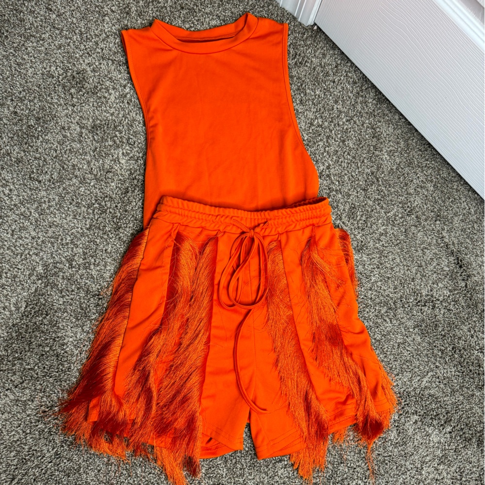 fringe bodysuit & short set